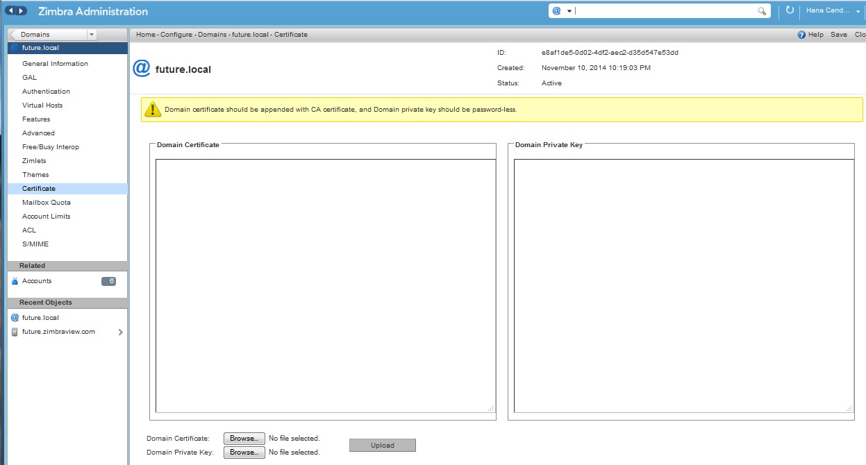 Certificate Domain Load