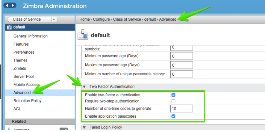 Class of Service Two Factor Authentication